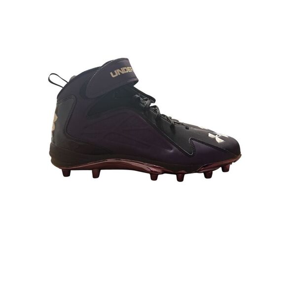 Under Armour Mens UA Run N Gun Mid Strap Football Cleats Size 16 Black Purple - Picture 1 of 6